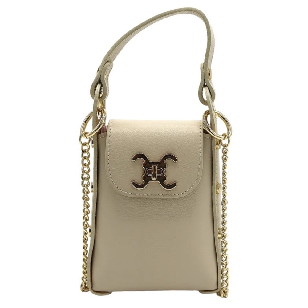 VIMODA CREAM CC CLASP LEATHER CROSS BODY BAG